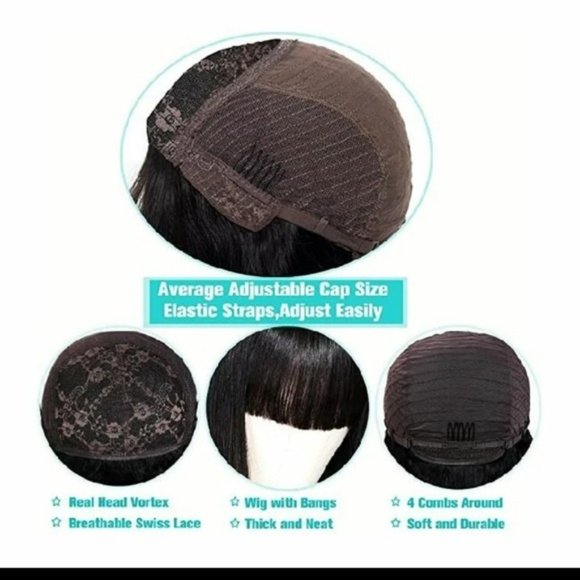 22inch Straight Human Hair Wigs/ Bangs - Picture 3 of 6